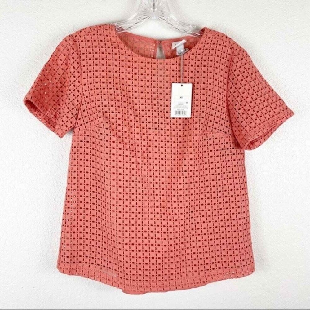 A New Day Top Women S NWT Pumpkin Spice Eyelet Top 100%Cotton Boho Lined Crochet - Picture 3 of 10
